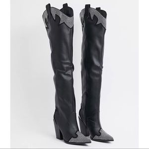 Public Desire Western Embellished Over The Knee Boots